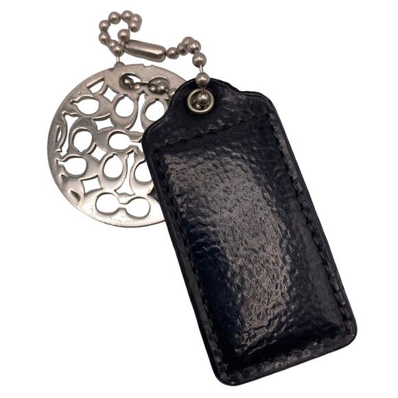 COACH Black Silver Circle Replacement Hang Tag Bag Charm - Picture 2 of 3